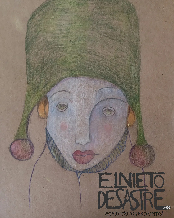 Ilustración de la cara muy blanca de una niña .